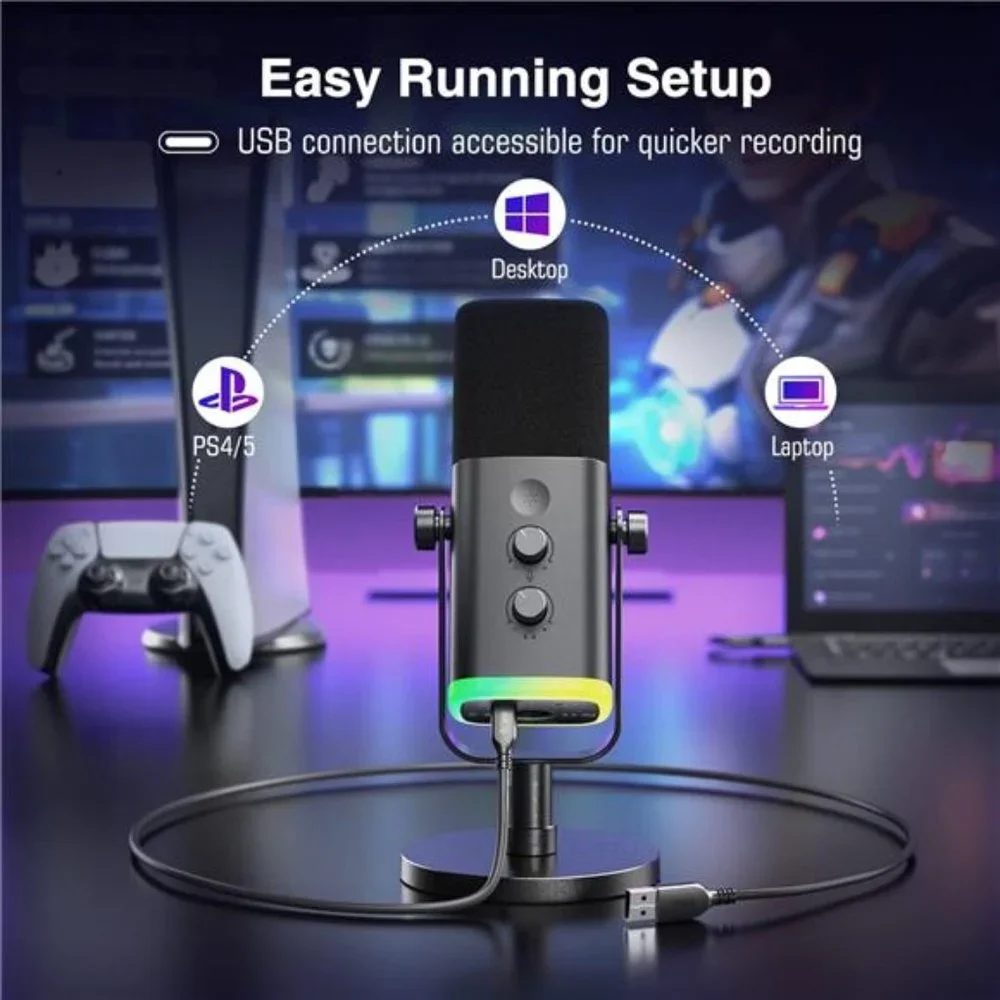 XLR/USB Dynamic Microphone for Podcast Recording,PC Computer Gaming StreamingMic